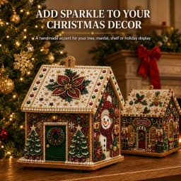 DIY Pearl Art Christmas House Diamond Painting Kit Gingerbread House Shape Xmas Hanging Ornament Set for Home Holiday Decor Gift
