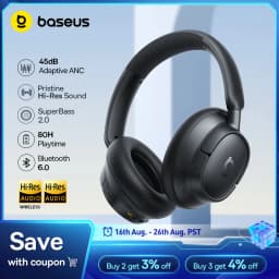 Baseus EH10 NC ANC Wireless Headphones 45dB Adaptive Hybrid Noise Cancelling Headsets Hi-Res LDAC Headphone Bluetooth 6.0 80Hrs