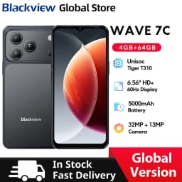 Blackview Wave 7C Smartphone 6.56 inch HD+Eye-Comfort Screen IPS Display 5000mAh 64GB IP54 32MP Camera AI CellPhone