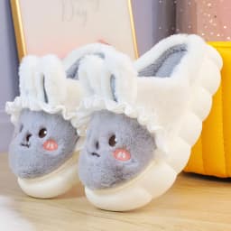 White Rabbit Hare Slippers Women's Cute Animal Platform Home Mules Shoes Girls Bedroom Plush Slides Slipper Ears Indoor Shoes