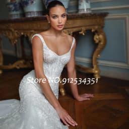 Off the Shoulder Mermaid Wedding Dresses with Detachable Train Luxury Vestido De Noiva Sereia Beading Lace Robe Mariage