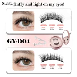 2 Pairs Magnetic Eyelash Natural Look Fluffy False Eyelashes Reusable Magnetic Eyelash Set with Applicator No Glue Need Makeup