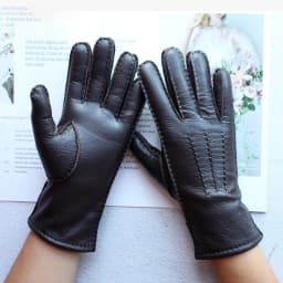 Women's Deer Skin Touch Screen Genuine Leather Gloves With Wool Lining For Autumn and Winter Warmth Motorcycle Riding Gloves
