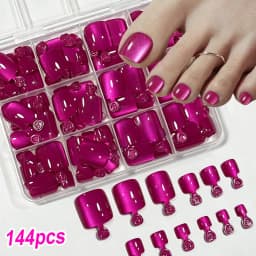 96pcs/box Short Square Cat Eye Press On Nails 4colors Glossy Glitter Cat Eye French Fake Nails Full Cover Acrylic Fake Nails Y2K