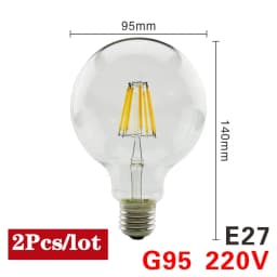 2Pcs E14 LED Bulb E27 220V Filament Light A60 C35 ST64 G80 G95 Edison Glass Bulb Retro Antique Vintage Style Cold White Warm