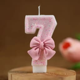 Cute Pink Bow 3D Number Cake Candles for Birthday Party Decorations Birthday Decoration Cake Decorating Tools