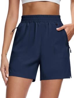 TACVASEN Women's Quick Dry D-ring Hook Hiking Shorts Elastic Waist Cargo Shorts with Zipper Pockets Summer Golf Travel Shorts