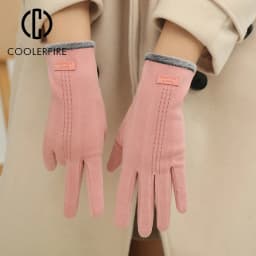 Winter Women's Gloves Vintage Windproof Touch Screen Keep Warm Velvet Gloves for Women Plush Riding Driving Solid Color ST2207
