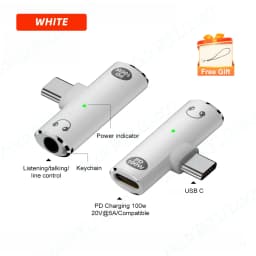 2 in 1 Type C Headphone Charging Jack AUX Audio Adapter PD100W USB C to 3.5mm HiFi Earphone Connector for iPad Samsung Huawei