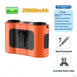 Portable Waist Clip Fan Mini USB Charging Hanging Fan with LED Flashlight Outdoor Single/dual Air Outlet Fan 20000/10000Mah F6/7