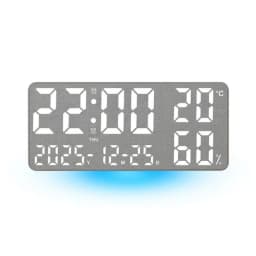 Large Digital Wall Clock with 7Colors Mood Light 2 Alarm TEMP Humidity Date Table Clock 12/24H Timing Countdown LED Alarm Clock