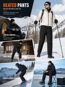 Winter Heated Pants with 22-Zone Heating Dual Control 3-Temperature Settings Ideal for Skiing And Cold Weather Work Casual Wear