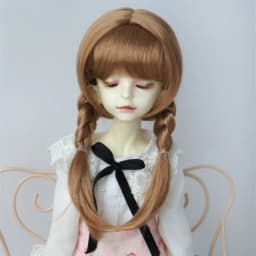 Fjusuns JD676 MSD SD DOD Hair 7-8inch 8-9inch 1/4 1/3 Double Ponytail Braid Synthetic Mohair Doll Wig Fashion Doll Accessories