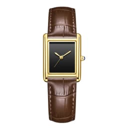 Luxury Watch for Men Square Rectangle Reloj Sliver Orologio Black Leather Strap Stainless Steel Quartz Wristwatch Male Man Clock