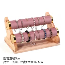 New Solid Wood Pink Velvet Jewelry Display Stand Ring Earrings Bracelet Necklace Watch Pendant Storage Display Stand