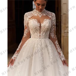 Gorgeous Women's Wedding Dresses A-line Elegant Long Sleeve Princess Bridal Gowns Formal Beach Party свадебное платье Customized