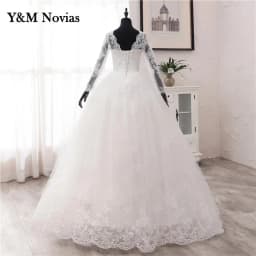 New Spring Lace Appliques Wedding Dress Long Sleeve Vestidos De Novia 2026 V-Neck Bride Wedding Gown Customized Plus Size