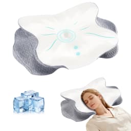 JHK 1 Pack Ergonomic Cooling Cervical Pillow Memory Foam Pillow for Neck Pain Relief Foam Bed Pillow with Cooling Washable Cover Pillowcase