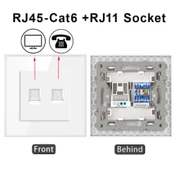 Cat6 rj45 wall socket network socket with TV wall data double socket telephone crystal glass panel rj45 network socket computer