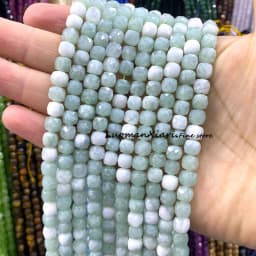 7-8MM Square Aquamarine Chalcedony Natural Stone Loose Cube Spacer Beads for Jewelry Making Diy Bracelet Charms Accessories