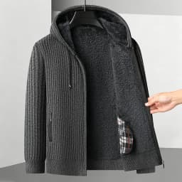Legible Autumn Winter Casual Sweaters Men Solid Color Hooded Sweatercoats Male Loose Zip-up Knitted Cardigan Man