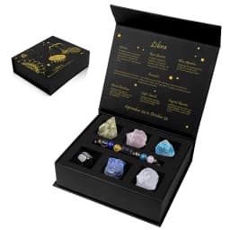 12 Constellation Zodiac Sign Gift Box Lapis Lazuli Amethysts Rope Bracelet With Irregular Raw Stone Libra Leo Birthday Jewelry
