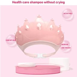 Adjustable Size Children Shampoo Cap Crown Baby Shower Cap Cartoon Bath Visor Infant Hair Shield Ear Protection Waterproof