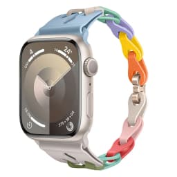 Chain Link Silicone Strap for Apple Watch Band Ultra 3 2 49mm 44mm 40mm 45mm 41mm 42mm Bracelet for Series 11 10 9 8 7 6 5 4 SE3