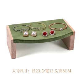 Solid Wood Green Velvet Jewelry Display Stand for Ring Stud Necklace Pendant Bracelet Storage and Display Rack