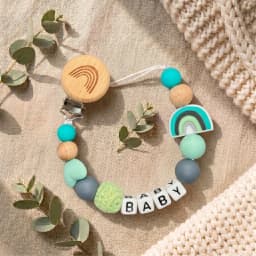 Mittsboy Personalized Pacifier Clip Custom Name Silicone Baby Teether Chain Dinosaur Dummy Holder BPA Free Baby Shower Gift
