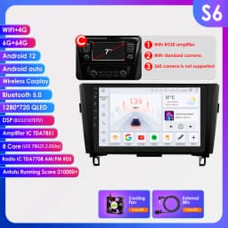 Hizpo 2Din Android 13 for Nissan Rogue X-Trail X Trail 3 T32 2013 - 2017 Qashqai 2 J11 Car Radio Multimedia GPS Carplay Auto DSP