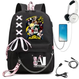 My Hero Academia Anime Print Student Backpack with Webbing Straps Girls School Bag Lightweight Casual Daypack