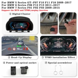 AUTOTOP 12.3" Digital Dash Instrument Cluster for F07 F10 F11 F18 F06 F12 F13 F01 F02 F03 Digital Cluster Speedometer Without HU