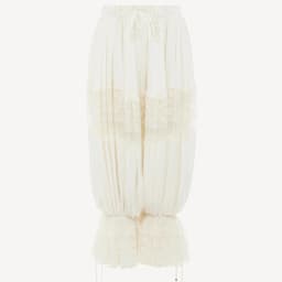 Women Floral Lace Sheer See-through Patchwork Bloomers Casual Loose Drawstring Elastic High Waist Cropped Capri Pants Trousers