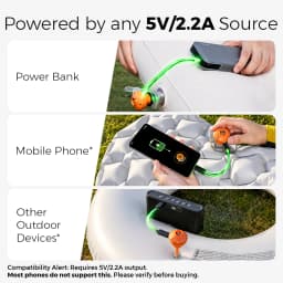 22g Mini Air Pump for Sleeping Pad & Inflatables, 4.2kPa 350L/min High Speed, USB-C Powered Air Mattress Pump for Swimming Rings
