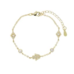 Lucky Turkish Jewelry Micro Paved CZ Evil Eye Hamsa Hand Charm Link Chain Fashion Women Bracelet