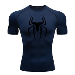 2024Men's Spider Print Compression Shirt, Quick Dry T-Shirt, Gym Running Jersey, Breathable Short Sleeve, Spring, Summer, M-3XL