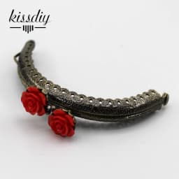 KISSDIY 10pcs 8.5CM Rose Head Pattern Purse Frame Antique Bronze Semi-Circle Shape Bag Kiss Clasp Lace Metal DIY Bag Accessories