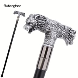 Silver Resin Wolf Double Head Walking Cane Fashion Steel Stick Elegant Cosplay Cane Knob Crosier Performance Stage Cane 92cm