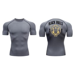 Black Bull Print Compression Shirts for Men Athletic Quick Dry Baselayers Undershirt Gym Workout Running Rash Guard Tshirt Tops
