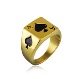 Retro Gothic Men Ladys Rings Clown Playing Cards Hip Hop Rock Ring Titanium Steel Alloy Ancient SilverColor Hip Hop Rock Jewelry