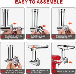Metal Food Grinder Attachments for All KitchenAid Chef and Cuisinart Stand Mixers SM-50 Series. Meat Grinders, Sausage Stuff