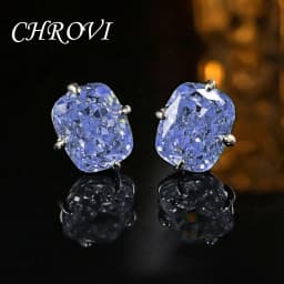 Exquisite 925 Sterling Silver Ice Flower Long Pillow-Shaped White Zircon Stud Earrings Simple Single Diamond Gold Earrings
