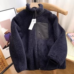 Loose Fit Lamb Velvet Jacket Coat for Men And Women Casual Warmth Stand Collar Fleece Inner Autumn Winter Season Couple Style