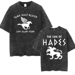 Vintage Washed Percy Jackson Tee Shirt Camp Half-Blood Harajuku Aesthetic T-shirt Men Women Casual Oversized T Shirts Streetwear