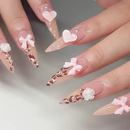 24pcs Autumn Leopard Pattern Fake Nail Tips Shiny Large Crystal French Wearable Press on Nails Spice Girls Fashion False Nails