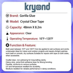 Crystal Black/White/Clear Gorilla Tape 48mm X 8.2m UV and Temperature Resistant