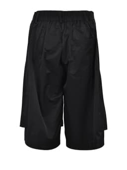 [EAM] High Waist Black Pleated Shaped Knee Length Pants New Loose Fit Trousers Women Fashion Tide Spring Summer 2026  1DF9708