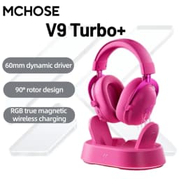 MCHOSE V9 Turbo+ 7.1 Surround Sound Magnetic Wireless Gaming Headset90° Swivel Ear Cups 60mm Low Latency RGB Magnetic Charging