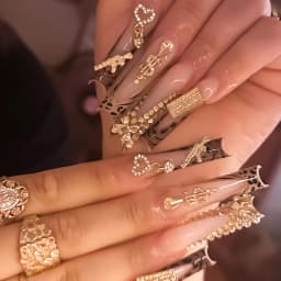 24pcs Autumn Leopard Pattern Fake Nail Tips Shiny Large Crystal French Wearable Press on Nails Spice Girls Fashion False Nails